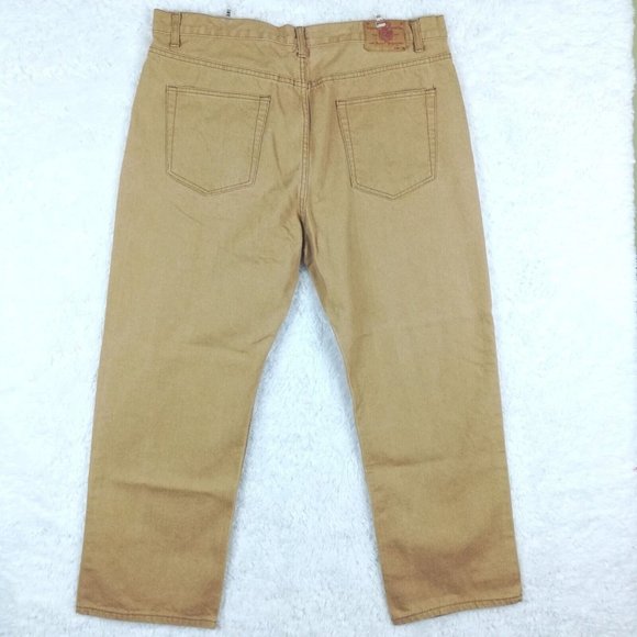 Member's Property‎ Mens Jeans Straight Leg Tan Denim Relaxed Fit High Rise 44x32 - Picture 2 of 13